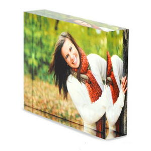 custom shape plexiglass photo frame acrylic cube frosted clear solid acrylic block for photo display