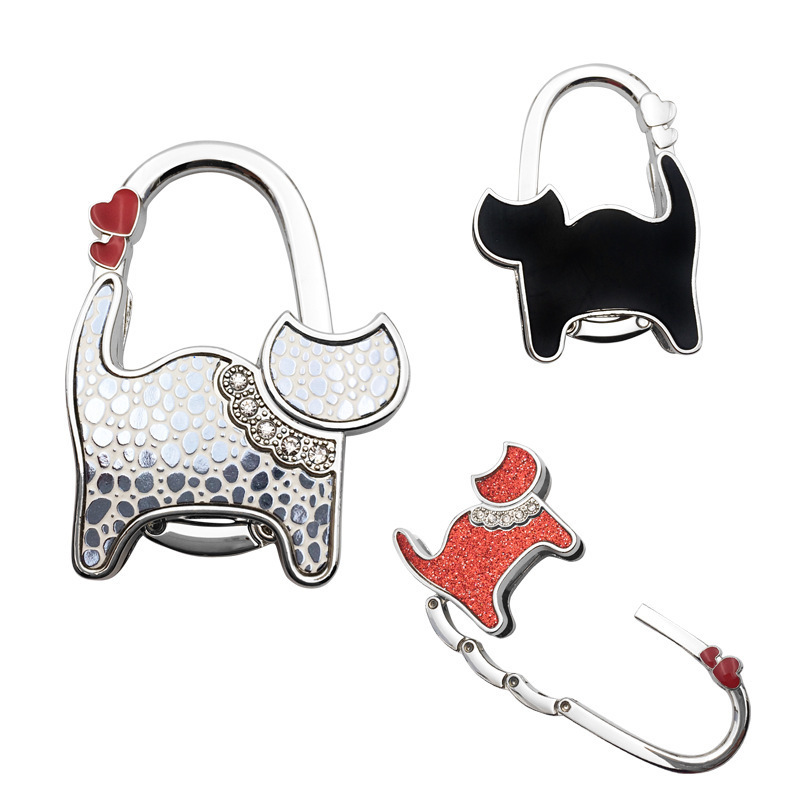 Metal Fashionable Cat Animal Folding Handbag Purse Bag Hanger Table Hook Hang cat Shape table hook