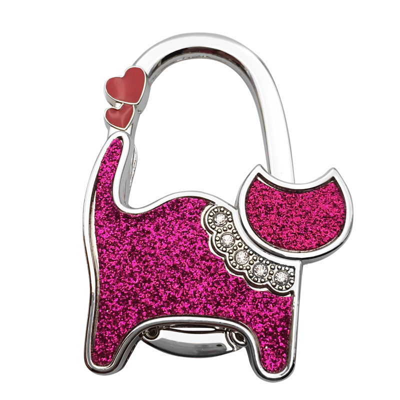 Metal Fashionable Cat Animal Folding Handbag Purse Bag Hanger Table Hook Hang cat Shape table hook