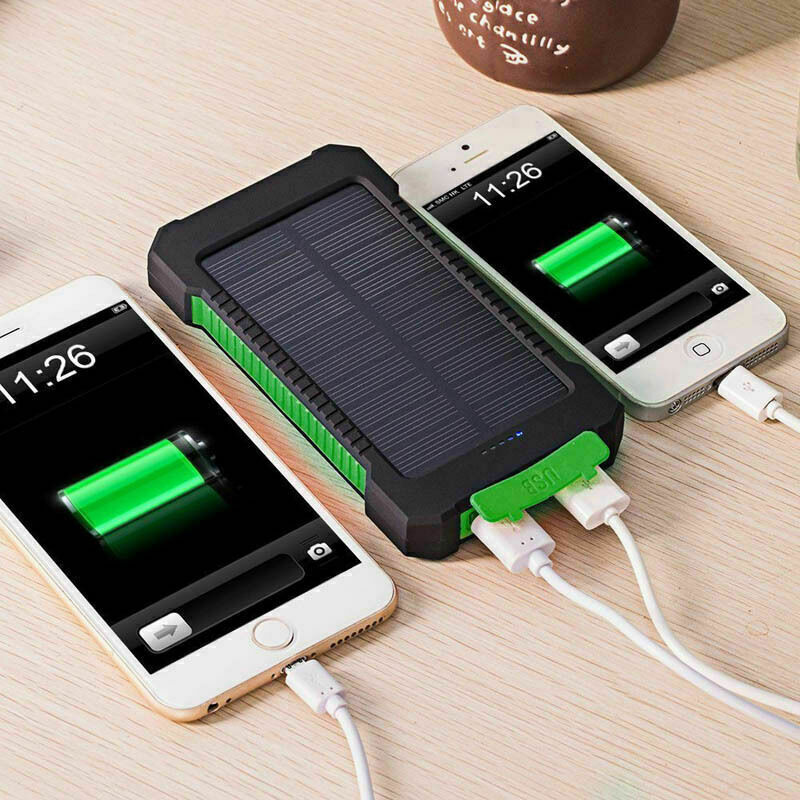 Solar Power Bank Dual USB Power Bank 10000mAh Waterproof Battery Charger Portable power banks Solar Panel with LED Light