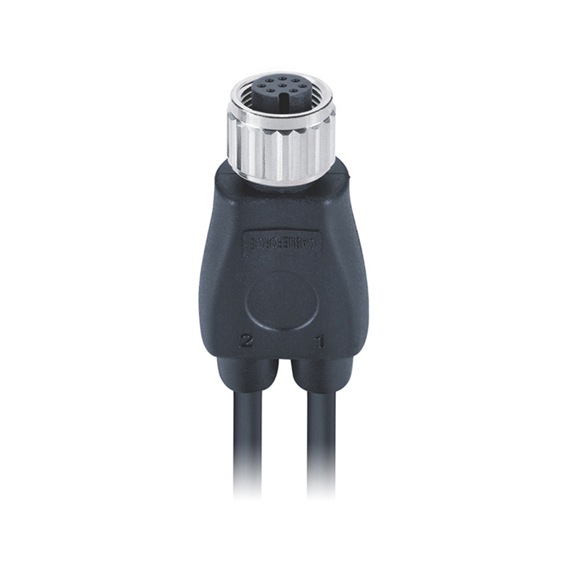 8 Pin Connector PVC Un-shielded Cable M12 a Code Female Y Splitter Molded with 2M Auto Relay 5 Pin Male Female Wire Connector 2A