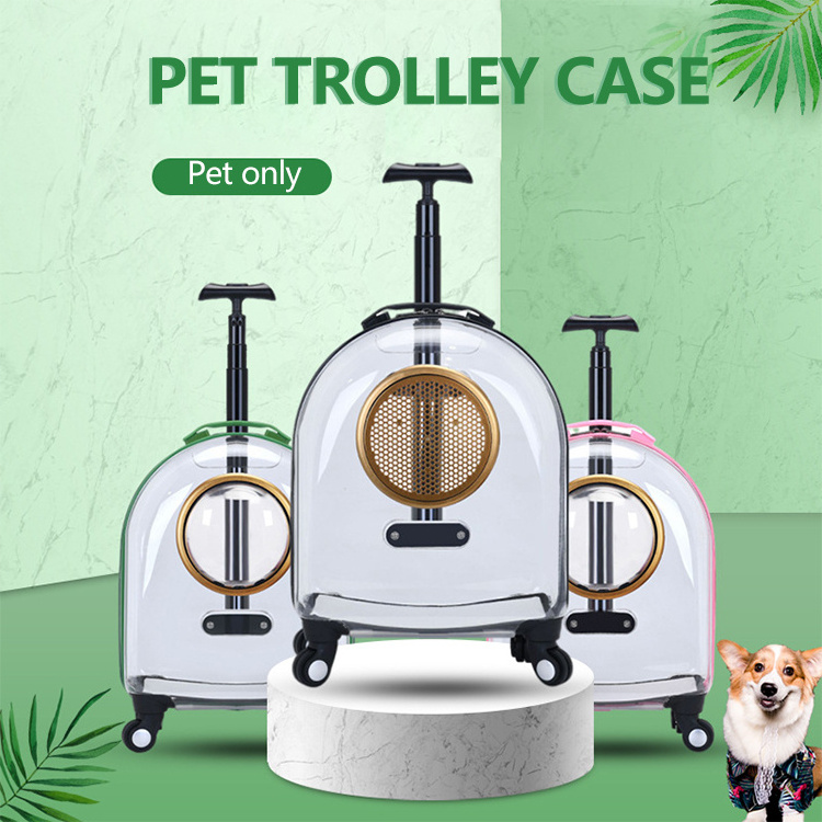 New Portable Pet Carrier On Wheels PC Cat Bag Trolley Pet Trolley Case Slip Cat Bag