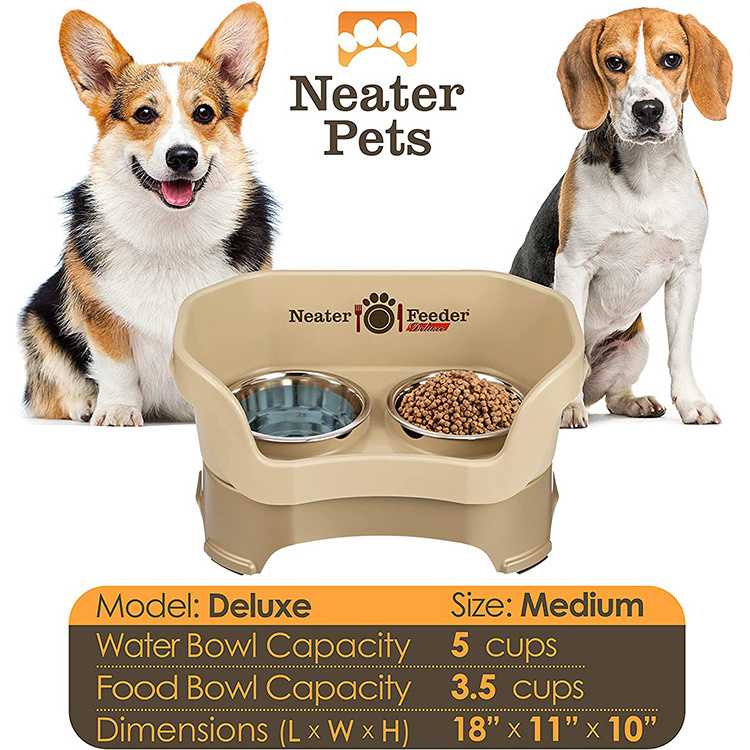 Luxury Feeder Deluxe With Leg Extensions Raised Dog Bowl Stand 2 Dog Cat Stainless steel Pet Food Bowls For Food Water Bottle