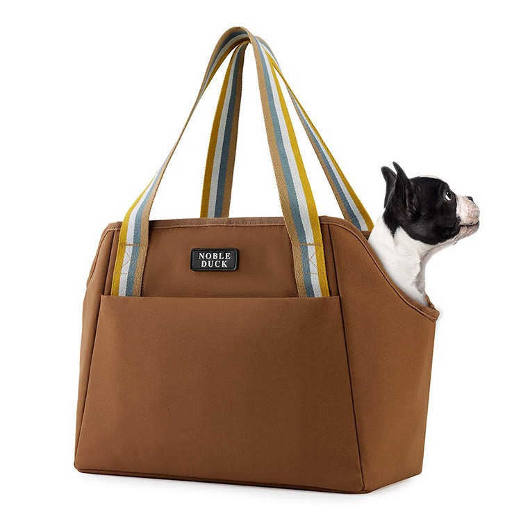 Custom Portable Versatile Premium Dog Carrier Purse Polyester Adjustable Safety Tether Dog Pet Carrier Tote Bag