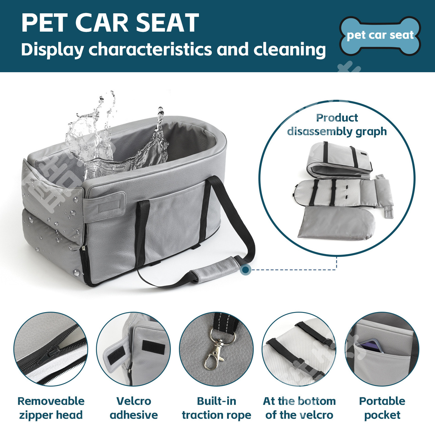 Dog Car Seat Pet Bag Travel Carrier Bed For Small Medium Pets Soft Dog Booster Seats