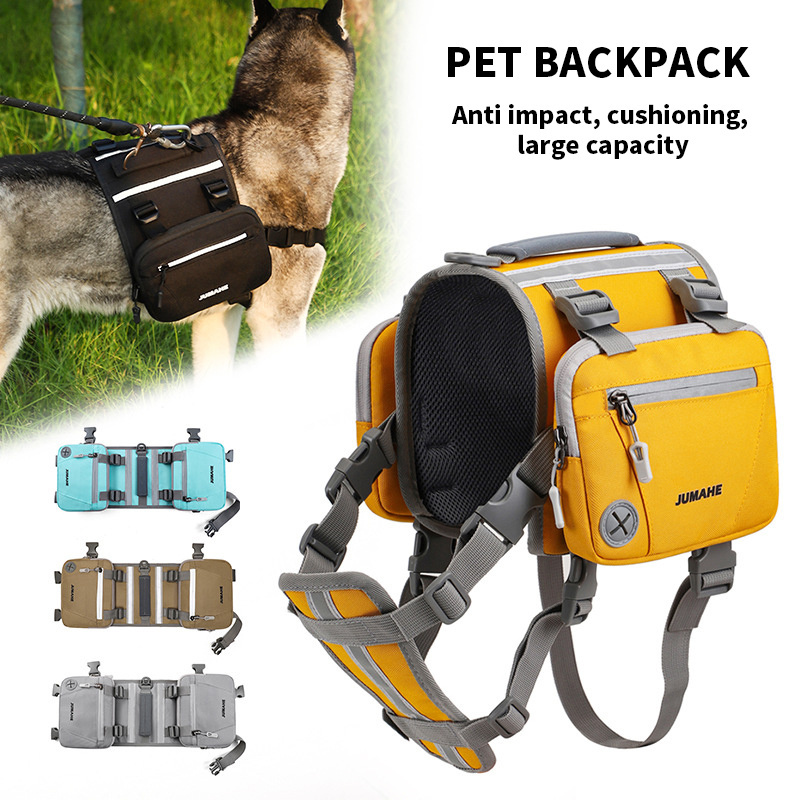 Custom Dog Tactical Saddlebag Backpack Dog Harness Hiking Pack For Pets To Wear Camping Travel Vest Harness