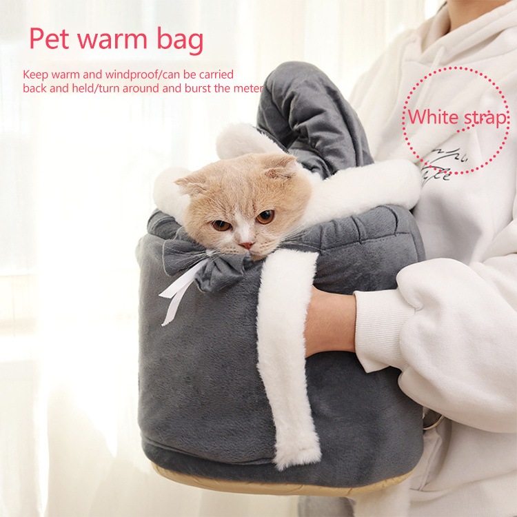 Wholesale Winter Warm Adjustable Padded Shoulder Strap Dog Cat Hand Free Sling Carry Safety Belt Outdoor Cat Carrie Bag