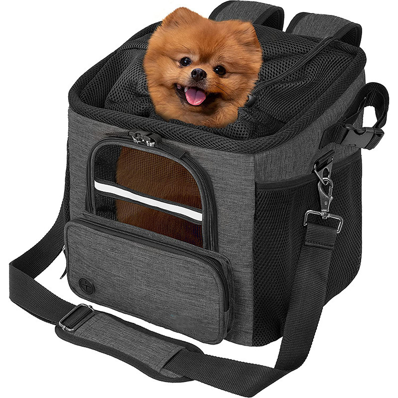 Custom Ventilated Dog Bike Carrier Backpack Car Seat For Mesh Window Soft Sherpa Bed Dog Bicycle Basket