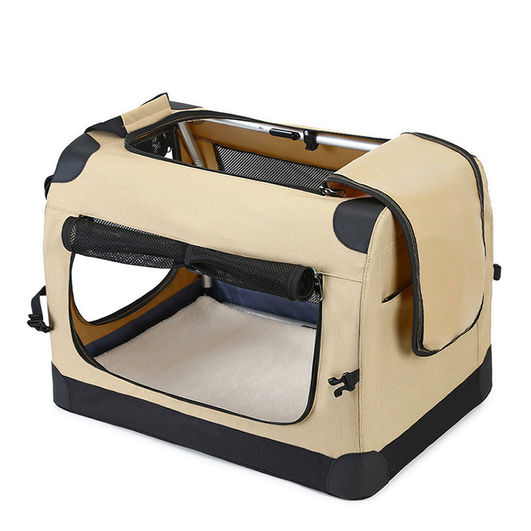 Factory New Design Oxford Material Large Pet Cat Carrier Folding Portable Soft Pet Dog Crate Carrier