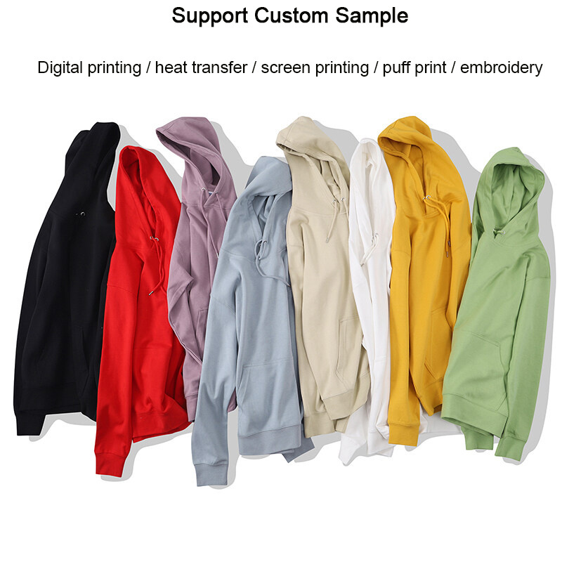 Custom Sublimation Designer Sweatshirt Embroidered Puff Print Casual Blank Unisex Hoodie Cotton 300GSM French Terry Men's Hoodie