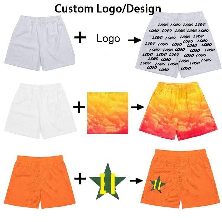 Summer Blank Sport Sublimation 100% Polyester Athletic Running Double Layer Unisex Mesh Shorts Custom Men's Basketball Shorts