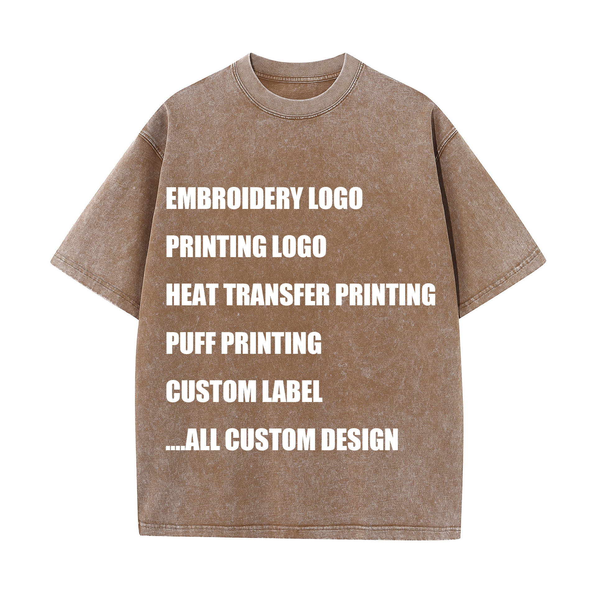 OEM Puff Print 100% Cotton Stone Acid Wash Sublimation Heavyweight Tshirt Custom DTG Printing Embroidery Vintage Washed T shirt