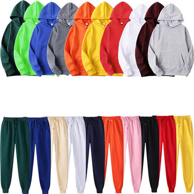 Wholesale Casual Sublimation 100% Polyester Hoodie Track Suit Plain Set Unisex Sweatsuits Hoodies Custom Logo Men's Tracksuit