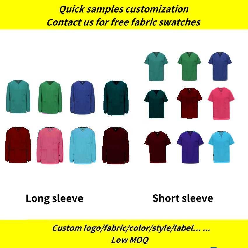 2024 customized logo woven waterproof spandex nurse hospital scrubs suit tops nursing sets medical hospital uniforms for women