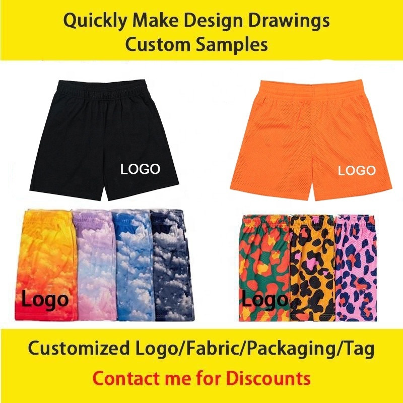 Custom Logo Workout Polyester Breathable Anime Double Layer Shorts Unisex Sports Basketball Mens Gym Mesh Shorts With Pocket