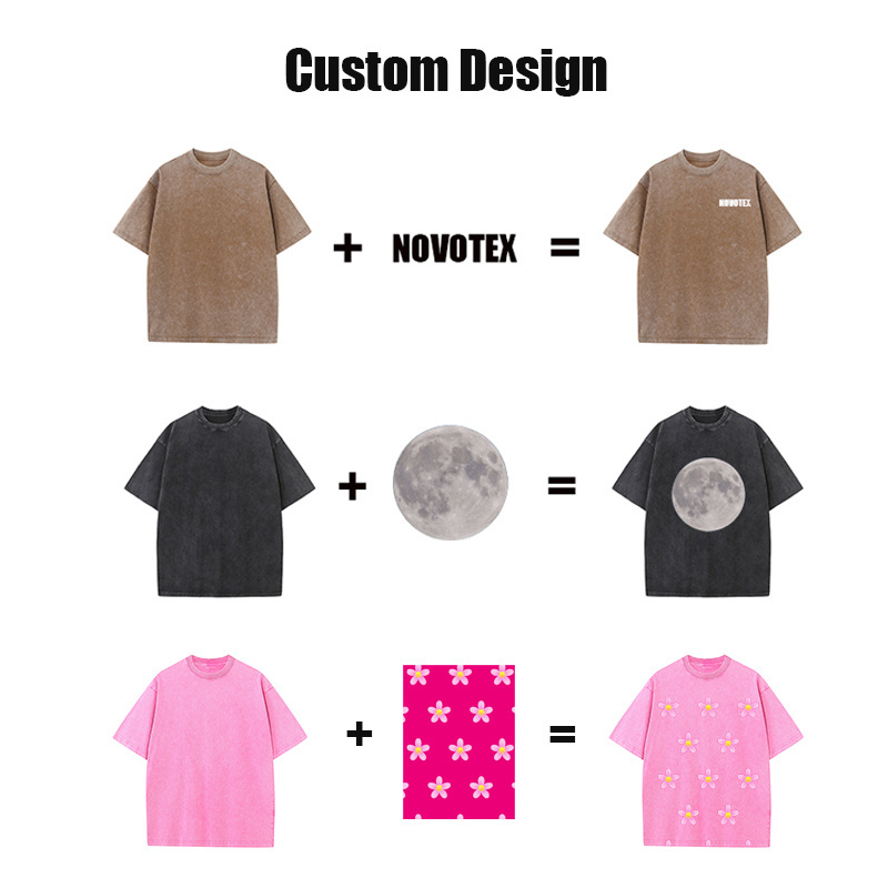 OEM Puff Print 100% Cotton Stone Acid Wash Sublimation Heavyweight Tshirt Custom DTG Printing Embroidery Vintage Washed T shirt