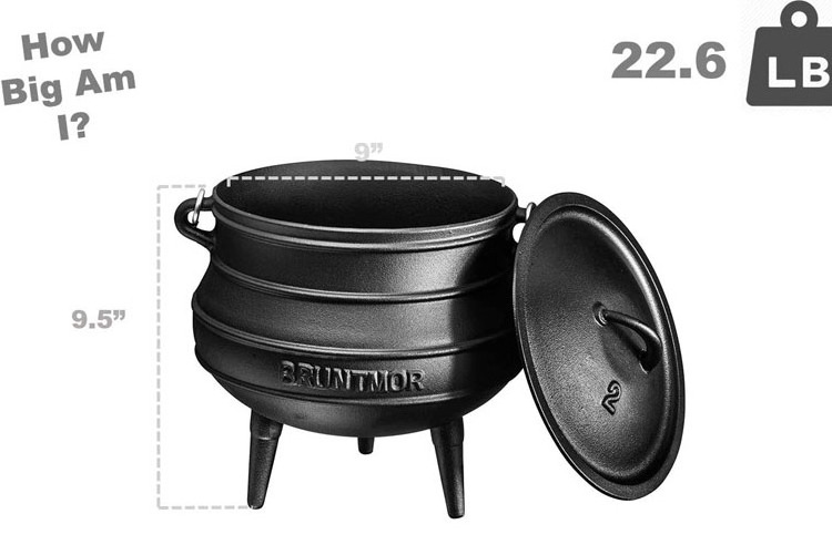 Pre-seasoned Cast Iron Potjie pot South African Potjie Pot with 3 Legs Camping Cookware for Campfire