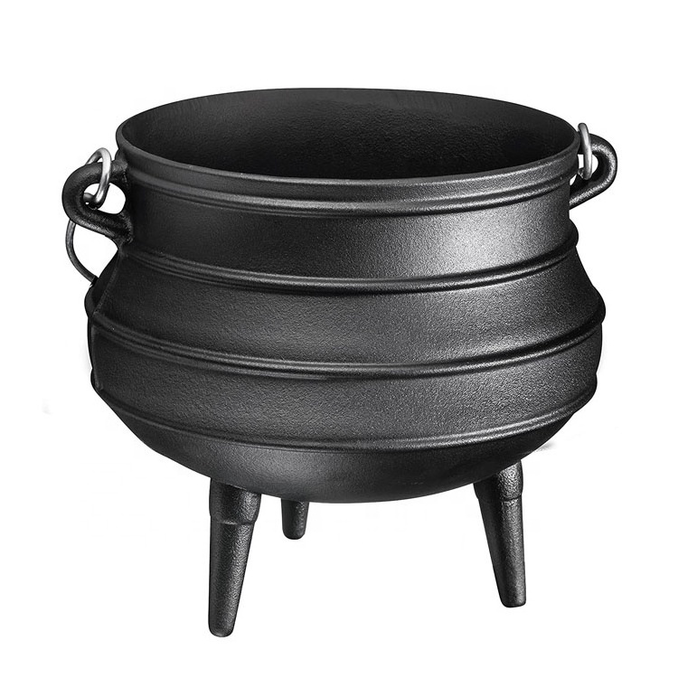 Pre-seasoned Cast Iron Potjie pot South African Potjie Pot with 3 Legs Camping Cookware for Campfire