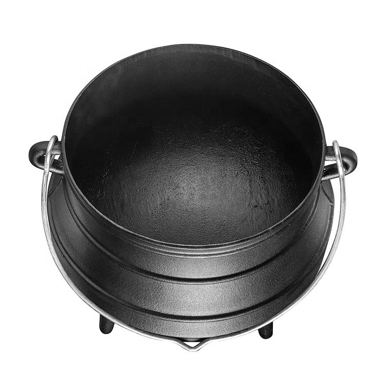 Pre-seasoned Cast Iron Potjie pot South African Potjie Pot with 3 Legs Camping Cookware for Campfire