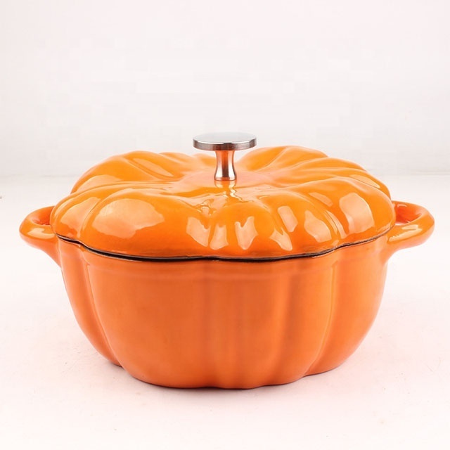 24CM Pumpkin Cooking Pot Cast Iron Enamel Casserole Pumpkin Shape Dutch Oven Soup Pot