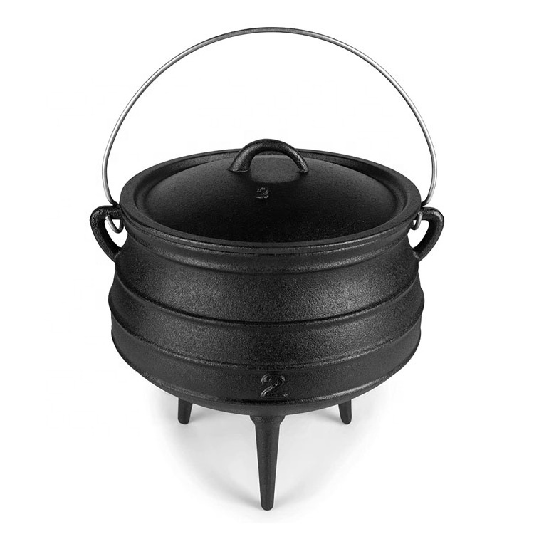 Pre-seasoned Cast Iron Potjie pot South African Potjie Pot with 3 Legs Camping Cookware for Campfire