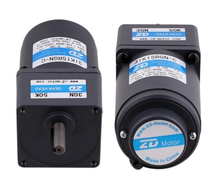 ZD Motor 60mm 70mm 80mm 90mm Single Phase 15W 25W 40W 60W 90W 120W 200W 220V 2IK 3IK 4IK 5IK AC Induction Gear Motor 3IK6GN