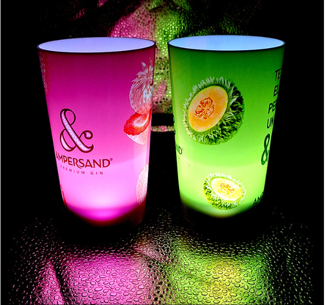 Custom Design 12oz 14oz 16oz LED Plastic Drinking Cup Liquid Activated LED Cup for Party Club Easter Ramadan Christmas Diwali