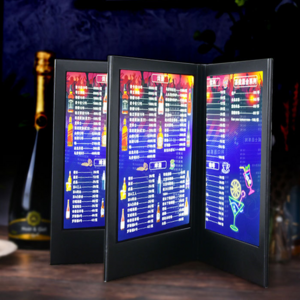 Restaurant Led Illuminated Menu Holder 3 Page PU Leather Light Up Menu Book Cover For Bar Night Club