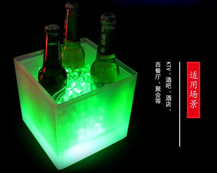 Nightclub Champagne Wine Drink Container Flashing Wine Bottle Coolers Chilling Beer Led Plastic Ice Bucket