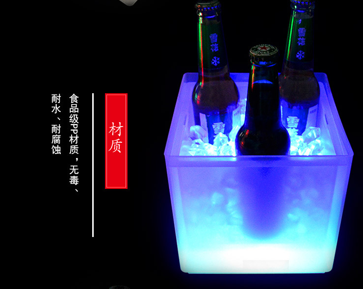 Nightclub Champagne Wine Drink Container Flashing Wine Bottle Coolers Chilling Beer Led Plastic Ice Bucket