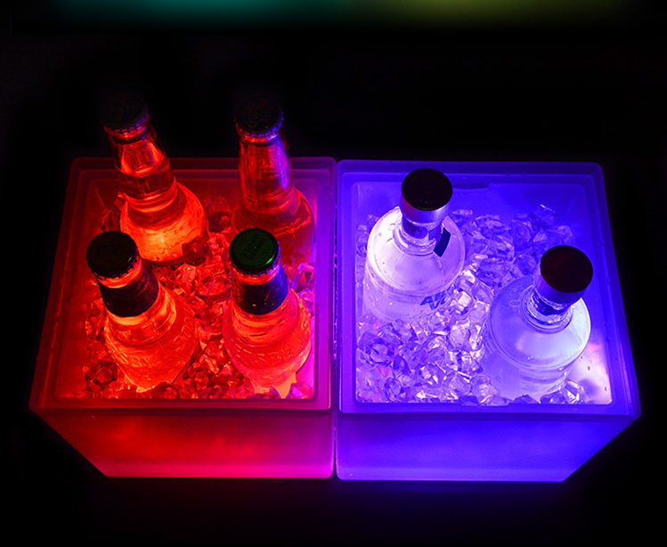 Nightclub Champagne Wine Drink Container Flashing Wine Bottle Coolers Chilling Beer Led Plastic Ice Bucket