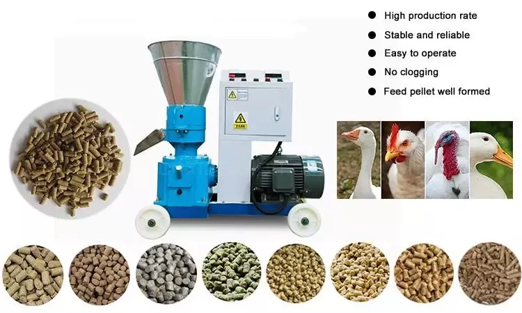 Mini forage alfalfa flat die 300-400kg/h animal pellet mill machine for sale