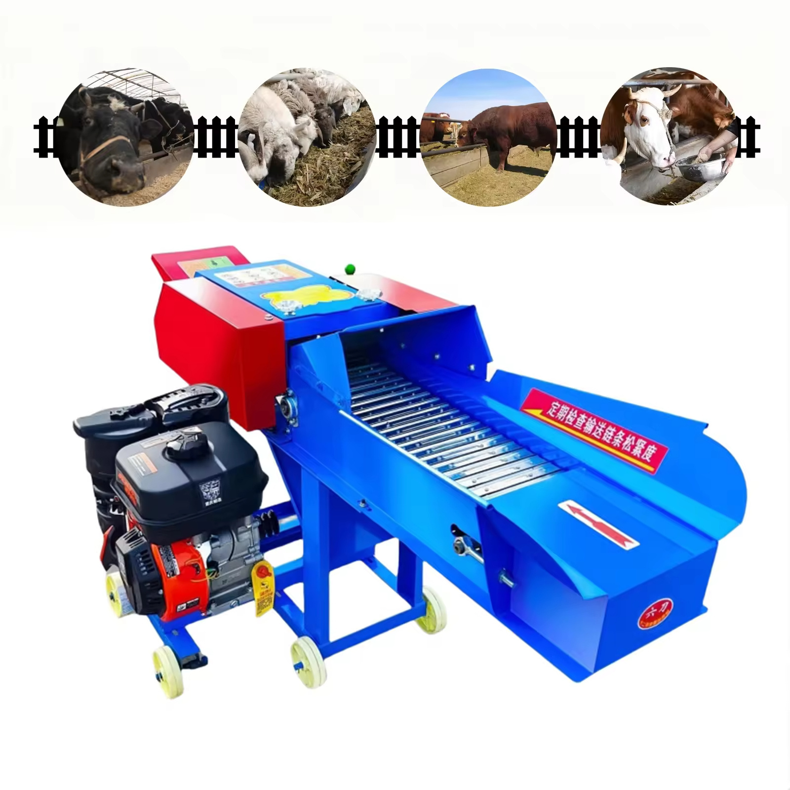 Electric Cow Sheep Animal Feed Food Rice Wheat Straw Hay Forage Chopper Chaff Grass Corn Silage Cutting Making Machine