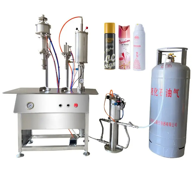 Automatic Cosmetic Spray Aerosol Filling Machine Cylinders Aerosol Can Filling And Sealing Machine