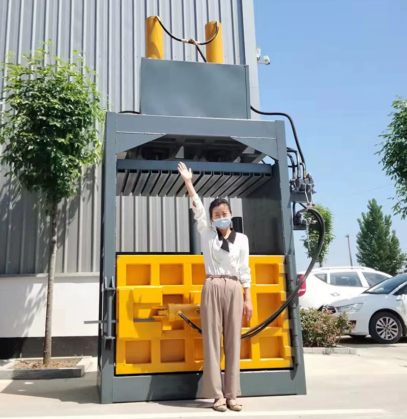 Semi Automatic Vertical Garbage Station Scrap Baler Hydraulic Baling Press Machine Cardboard Plastic 60T Baler Compactor