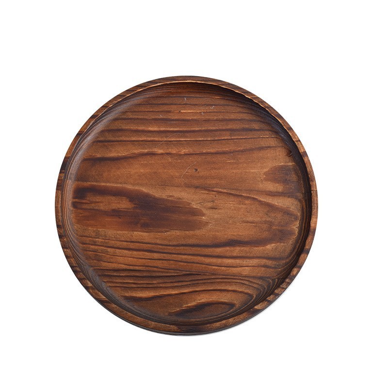 Top Selling Vintage Pine Tray Round Coffee Bread Snack Fruit Blank Wooden Coaster Wooden Plate Household Tray