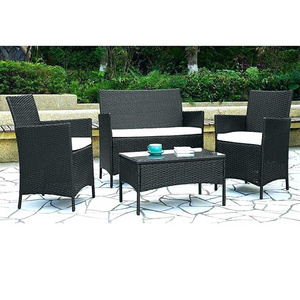 Outdoor dinning table set Metal Frame PE Rattan Garden Sofa Set 4PC