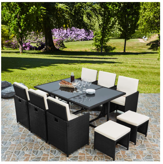 New Design Garden Rattan Furniture Wicker 10 Seater Dining Table Chairs Set Outdoor Furniture Garden Sets