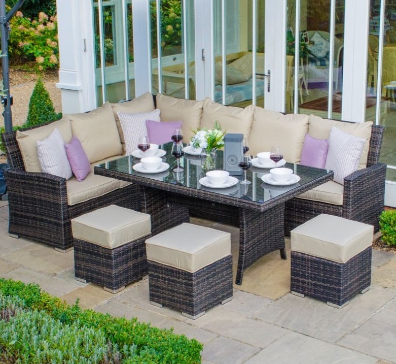 Hot sell garden furniture PE rattan with waterproof cushions