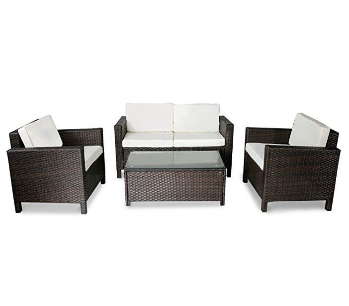 Popular Steel Frame Rattan Wicker Garden Seating Sofa Set Outdoor Conversational Couch Patio Hand Woven Wicker Furniture