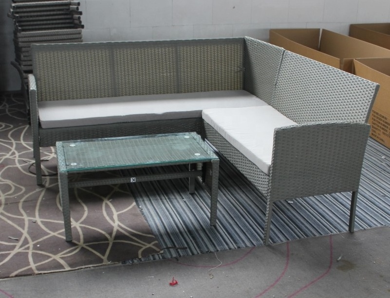 Shangqiu Zhongfa Hot Sale All Weather Outdoor Furniture Rattan Sectional L Shape Soft Sofa Set