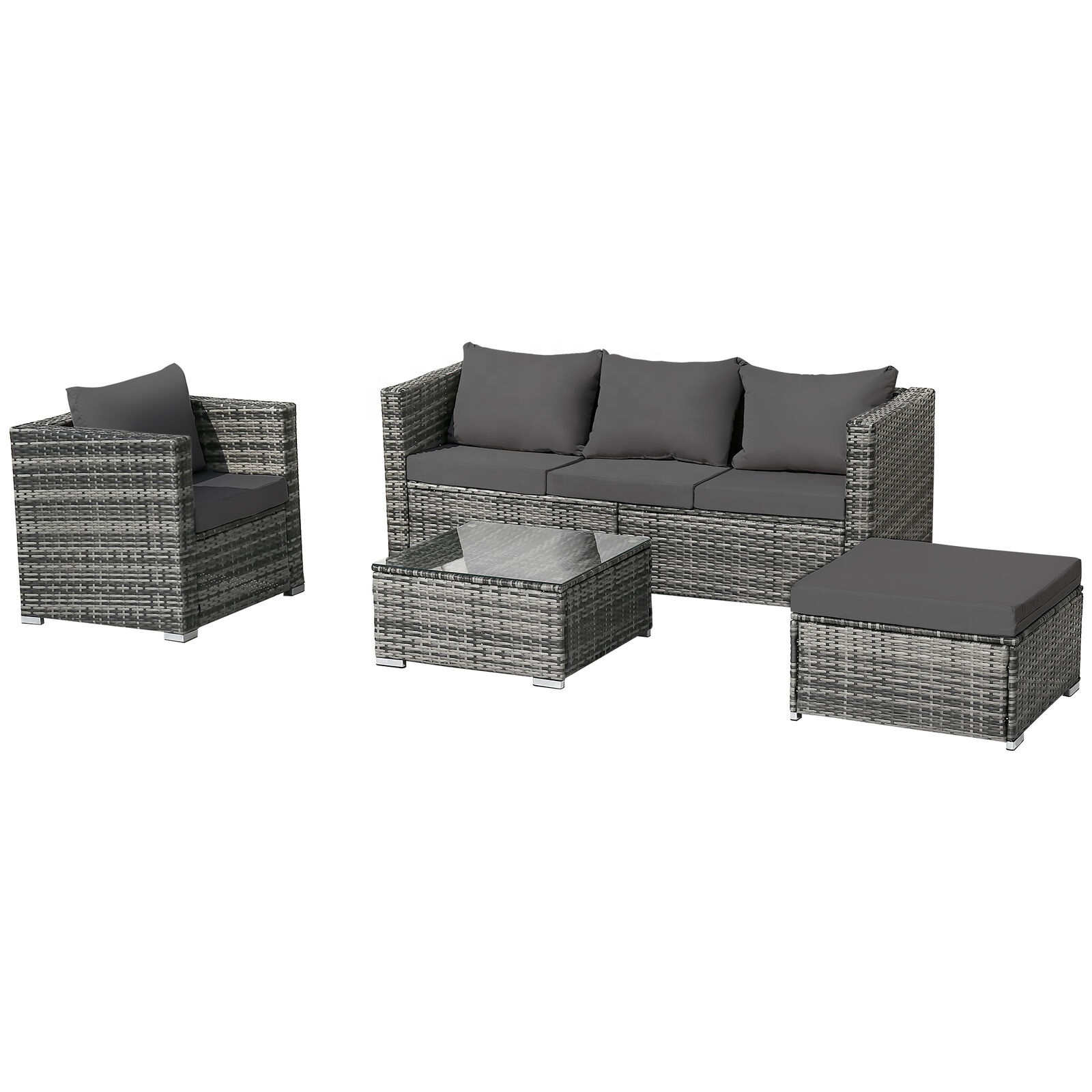 ZHONGFA 6-Piece Outdoor Furniture Patio Sectional Sofa PE Rattan Wicker Conversation Set with Cushions and Coffee Table