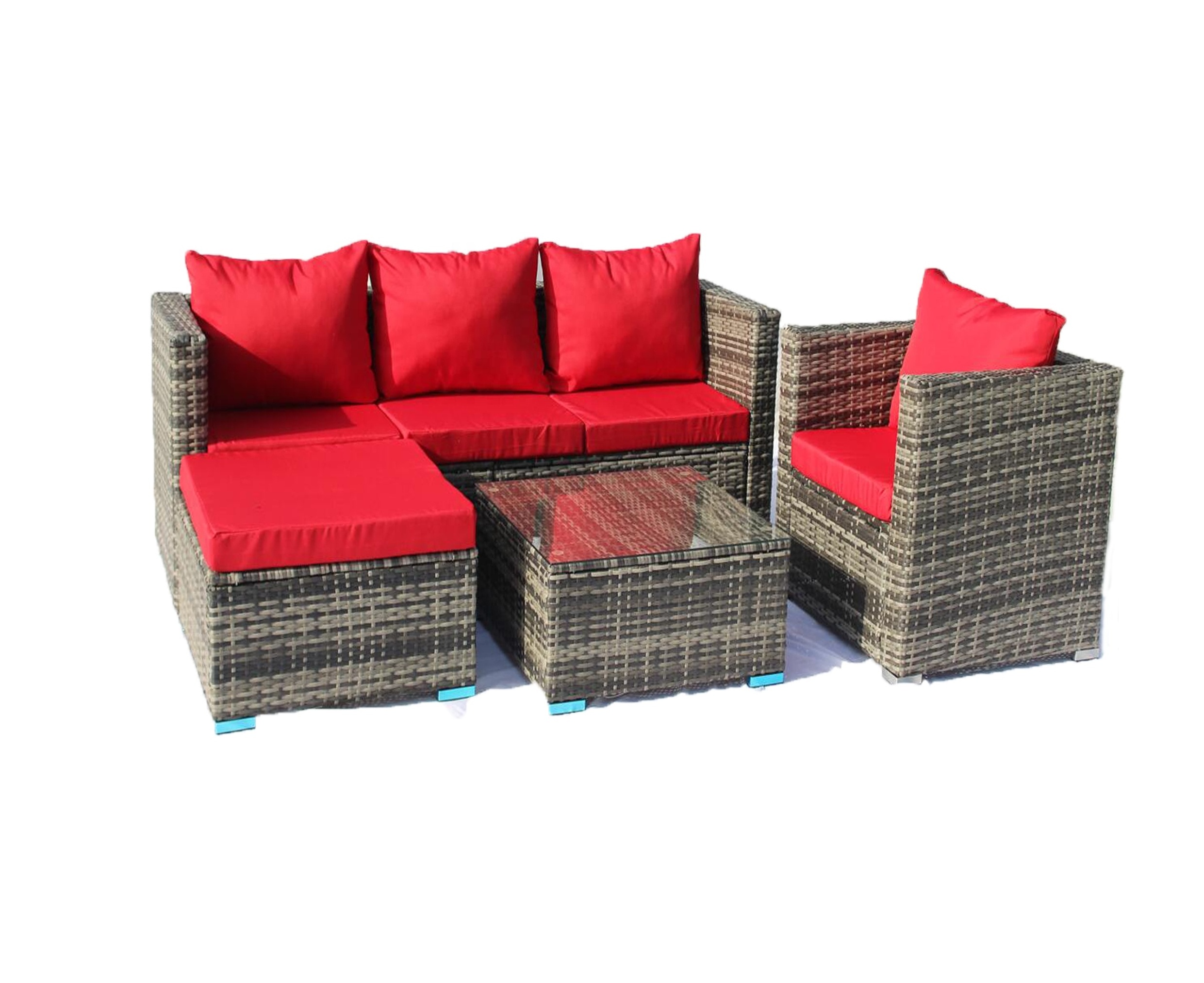 ZHONGFA 6-Piece Outdoor Furniture Patio Sectional Sofa PE Rattan Wicker Conversation Set with Cushions and Coffee Table