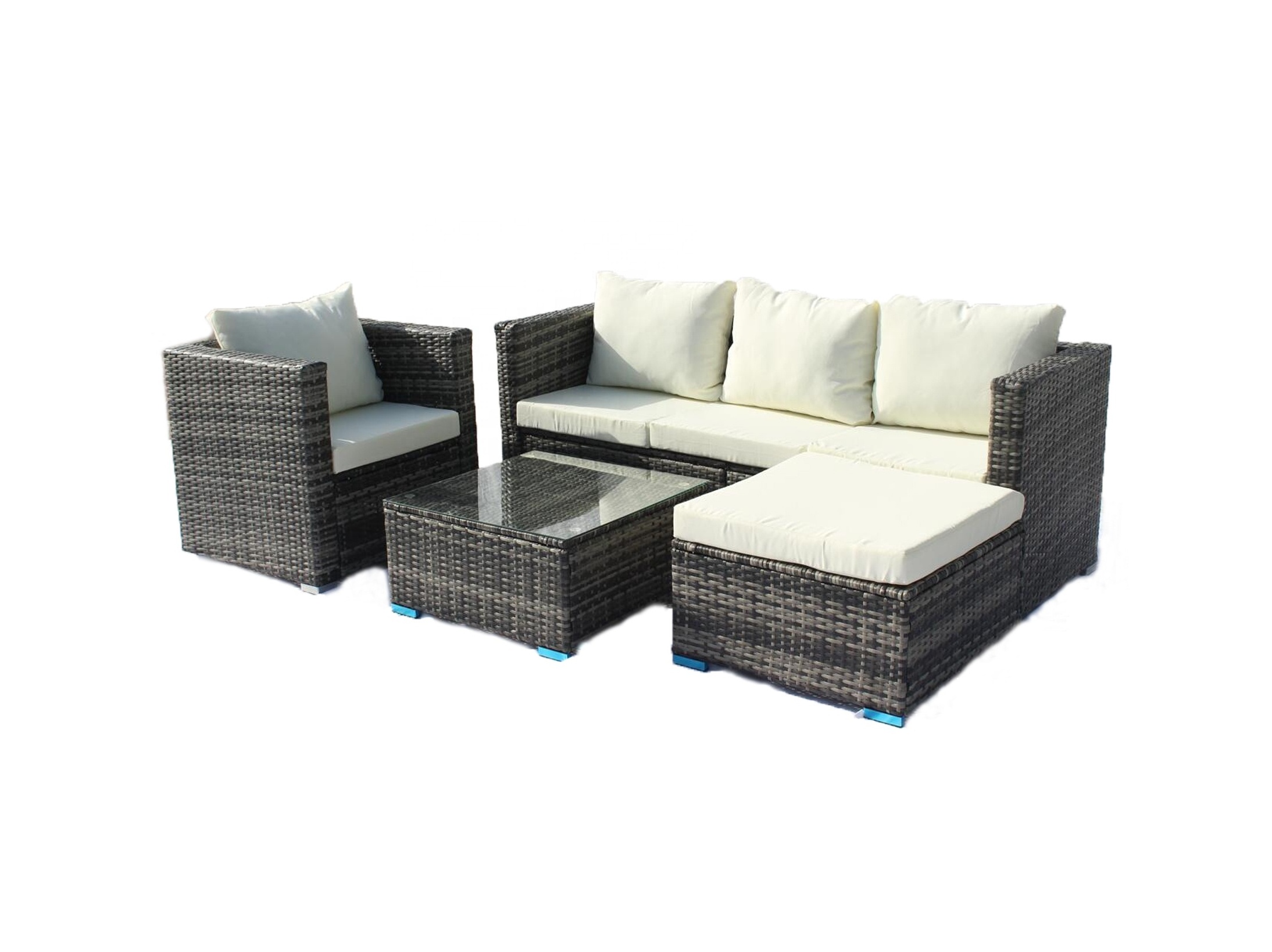 ZHONGFA 6-Piece Outdoor Furniture Patio Sectional Sofa PE Rattan Wicker Conversation Set with Cushions and Coffee Table