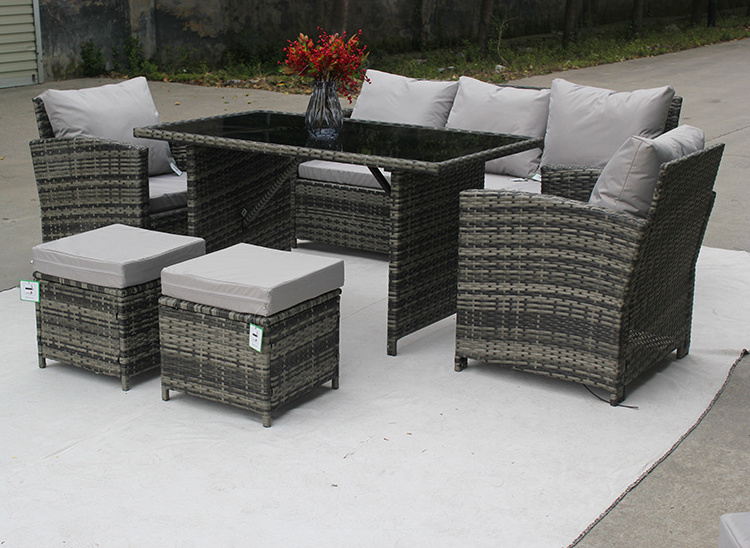 Sectional all weather outside 7 Seater waterproof patio lounge furniture outdoor garden rattan sofa sets