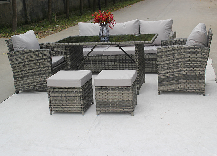 Sectional all weather outside 7 Seater waterproof patio lounge furniture outdoor garden rattan sofa sets