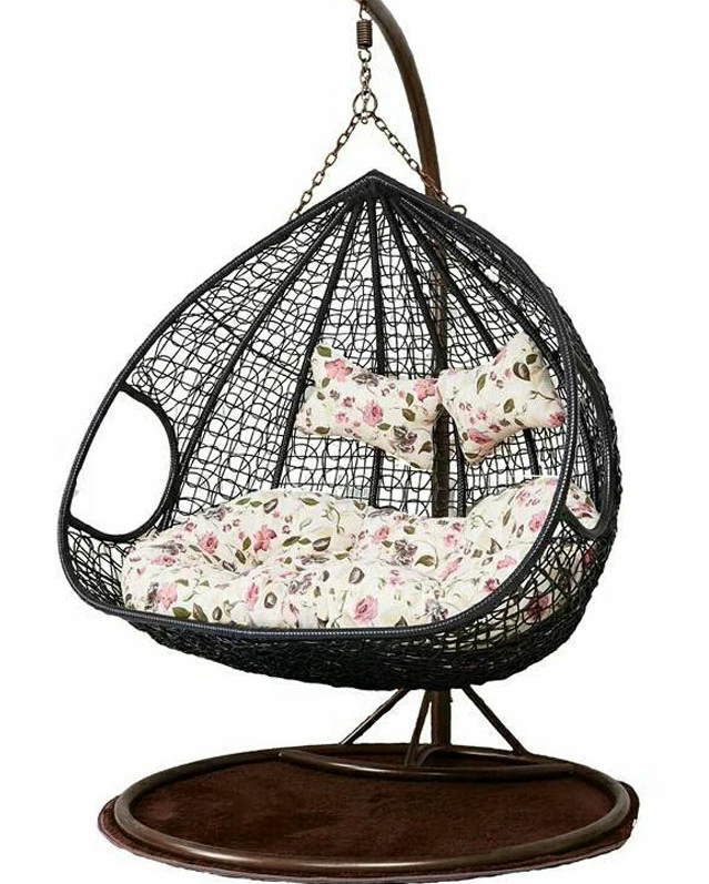 Outdoor Wicker Patio Garden Furniture Double Seat Modern Rattan Swing Hanging Chair