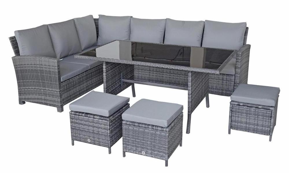 Outdoor Patio Sectional Furniture Sets Comfortable PE Brown Rattan Wicker Sofas and bed sets