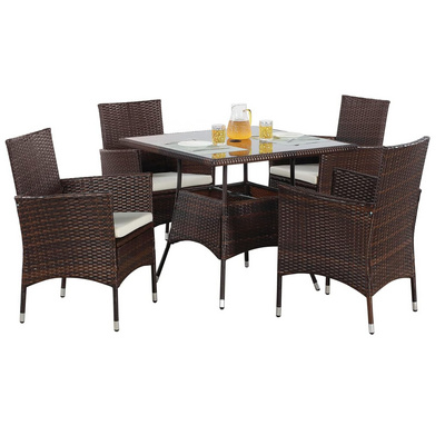 Outdoor Dining Set All-Weather Wicker Patio Dining Table and Chairs