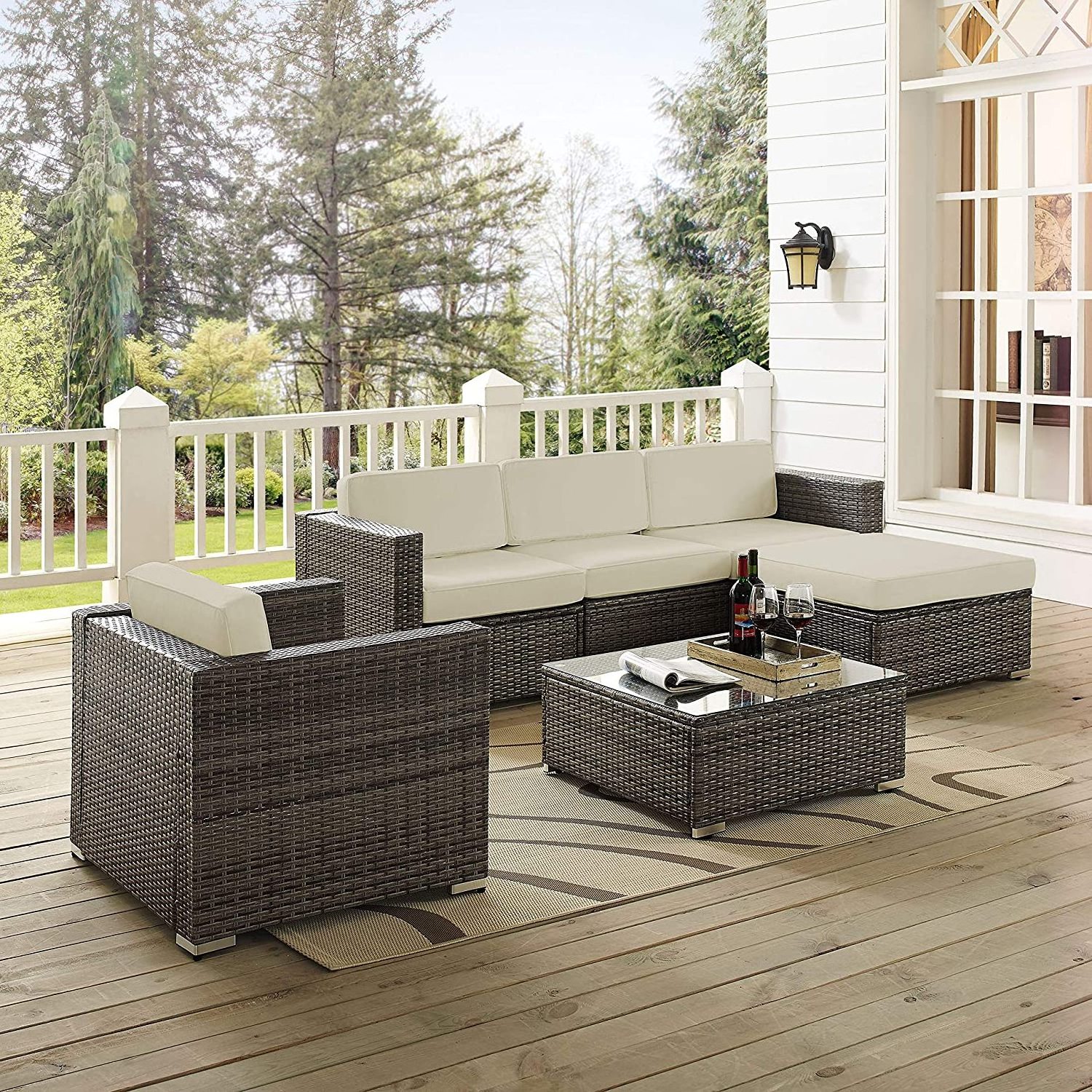 Poly rattan furniture garden sofa set outdoor with fire pit rattan dining sets furniture